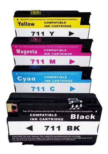 Kit 4 Cartucho Compatível 711 Plotter T120 T520 - Lacrado