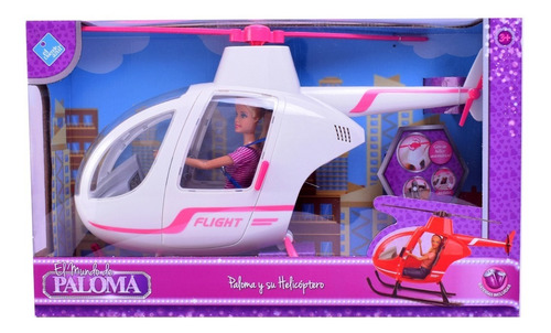 Imagen 2 de 10 de Muñeca Paloma Y Su Helicoptero 45cm Luz Y Sonido Duende Azul