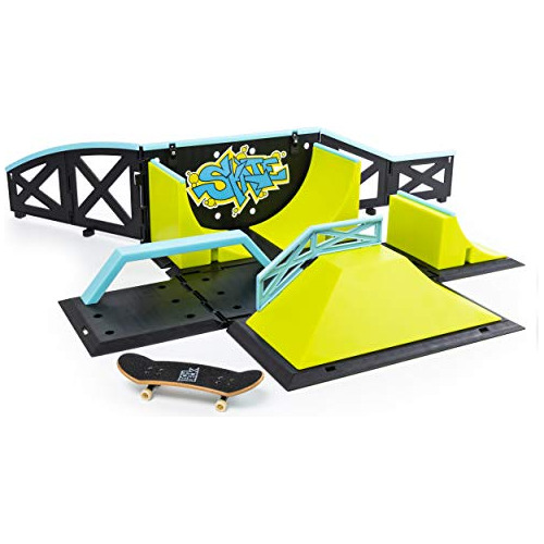 Parque De Skate De Juguete Color Azul Para Patinetas De Dedo