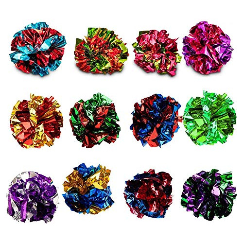 12 Mylar Crinkle Balls For Cats Juguete Suave Y Liviano Para