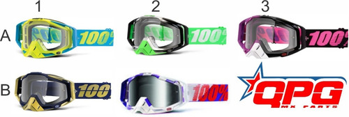 Antiparra 100% Racecraft 2 Visor Transparente + Tear Off Qpg