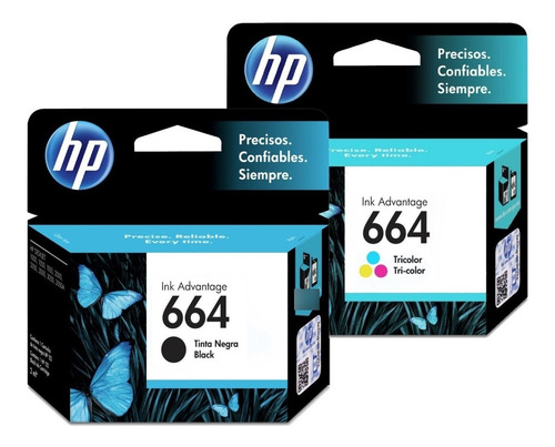 Imagen 2 de 2 de Combo 664 Hp Cartuchos Original Negro + Tricolor