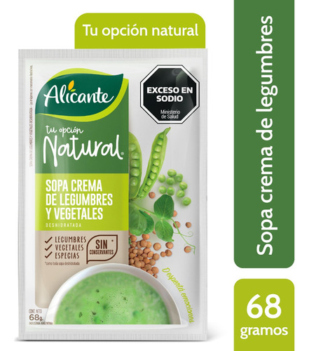 Alicante Sopa Natural Crema De Legumbres Y Vegetales X 68 Gr