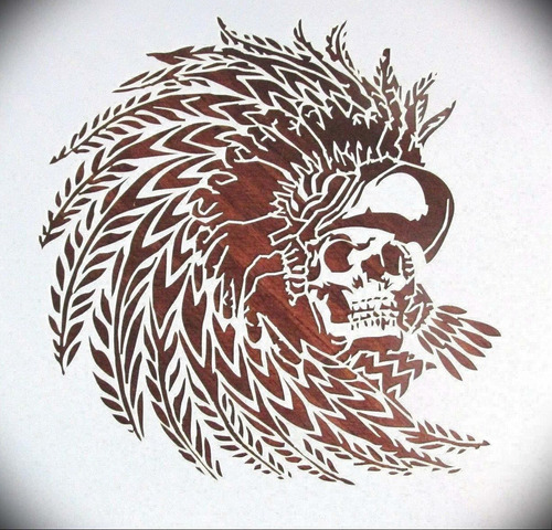 Plantilla Calavera Logotipo Tocado Nativo Americano Para