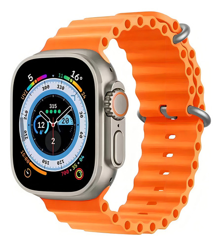 Relógio Smartwatch X8 Ultra 49mm Para Android E Ios Tela Hd Pulseira Laranja