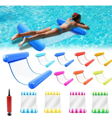 Imagem 1 de 3 de Kit Família 4 Boia Rede Descanso Inflável Piscina Flutuante