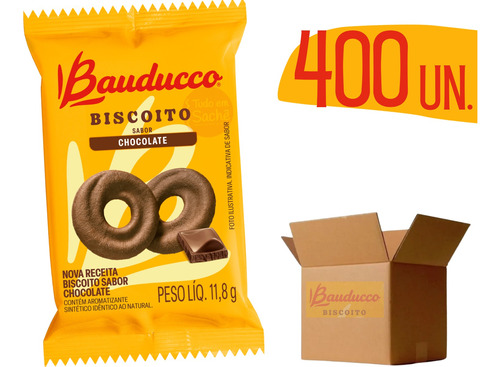 Biscoito Bauducco Amanteigado Sachê Chocolate 400 Cx Fechada