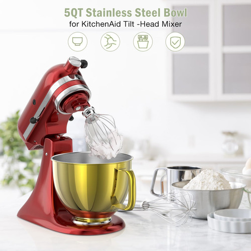 Tazón De Mezclador De Acero Inoxidable De 5qt Compatible Con