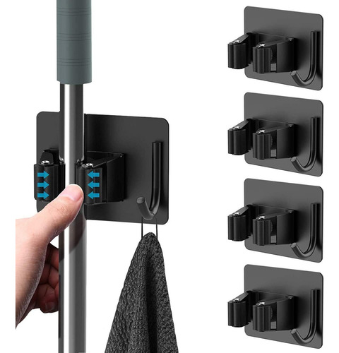 4 Piezas Soporte Escobas Pared Autoadhesivo Sin Perforar