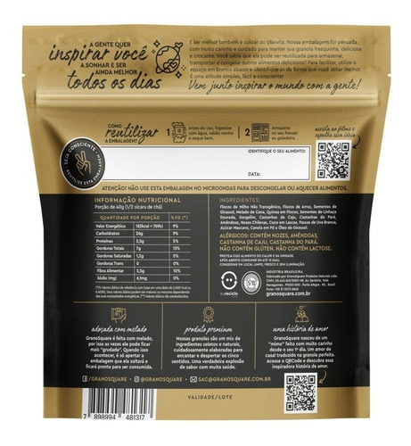 Kit 2 Un Granola Premium Tradicional 200g Grano Square Vegan