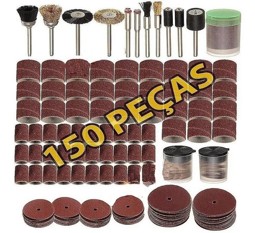 Kit 150 Lixa Tubo Disco Escovas + Discos De Feltro 102 Peças