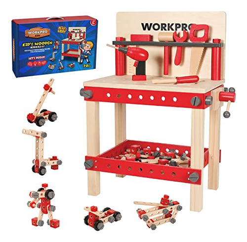 Wooden Workbench Kit Kids Tool Bench, Building Toy Set ...