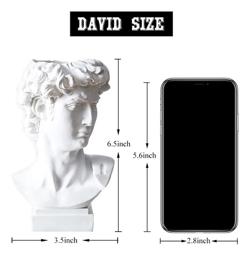 Estatua Griega David Busto Fazhongfa 16.5 Cm Decoración Hoga Blanco
