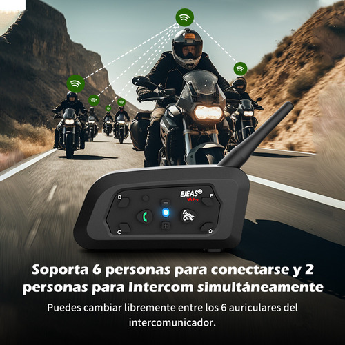J Intercomunicador Audifonos Para Moto Ejeas V6 Pro Ip67 2pc