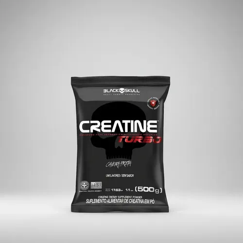 Creatine Black Skull Turbo 500g Refil Sem Sabor Preto