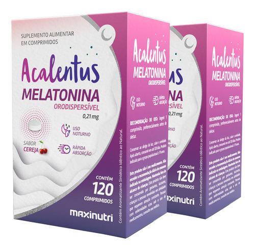 Kit 2 Acalentus Melatonina Orodispersível 120 Cáps Maxinutri