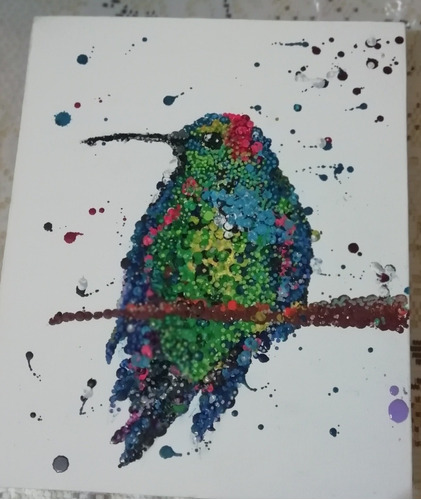 Pintura Colibri Crayón Derretido | Envío gratis