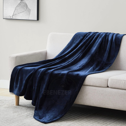 Coberta Manta Soft Casal Microfibra Mantinha Veludo Antialérgica Quentinha Premium Cor Azul Marinho