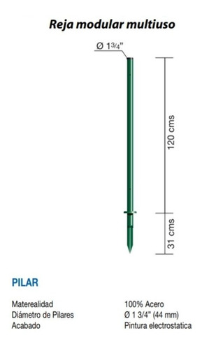 Poste Refuerzo Para Reja Modular Metal 120 Cm