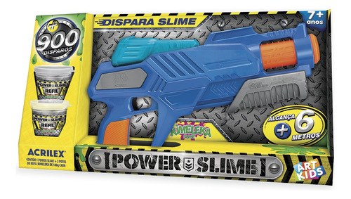 Lançador Pistola Power Slime Azul Acrilex Art Kids 559