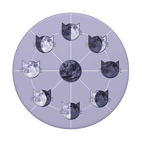 Popsockets S Con Fases Lunares En Forma De Gato, Color Lila