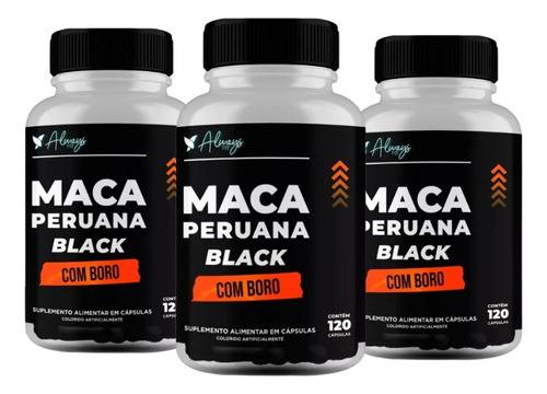 3 Maca Peruana Negra 120 Caps Black Boro Original Always Fit