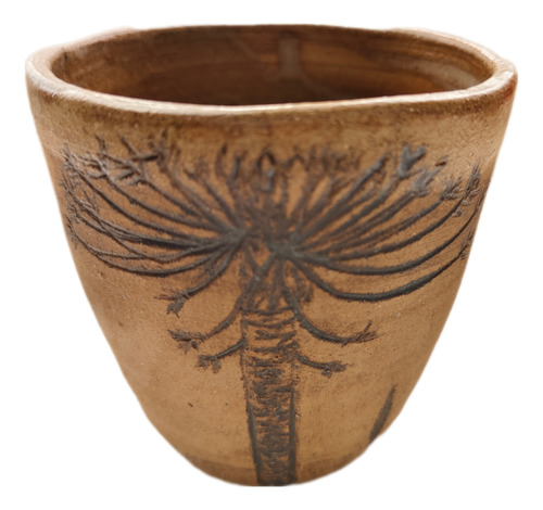 Vaso Rustico Pewen Con Sello En Cerámica Gres