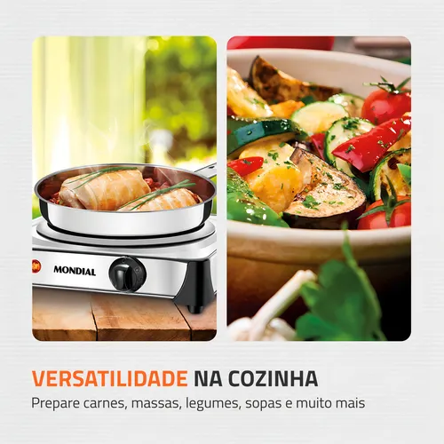 Estufa eléctrica Fast Cook Mondial de acero inoxidable 1000w Fe-04