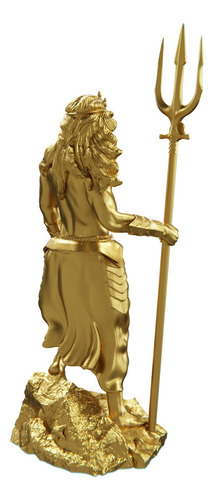 Estátua Poseidon Netuno - Deus Grego Estatueta Escultura Cor Cor Ouro