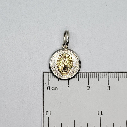 Imagen 4 de 5 de Dije Plata Y Oro Virgen De Lujan 16mm