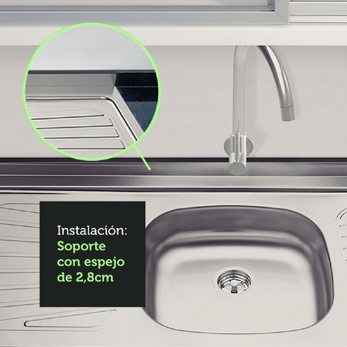 Tarja de Inox para Cocina Madesa 150 x 52cm Color Gris