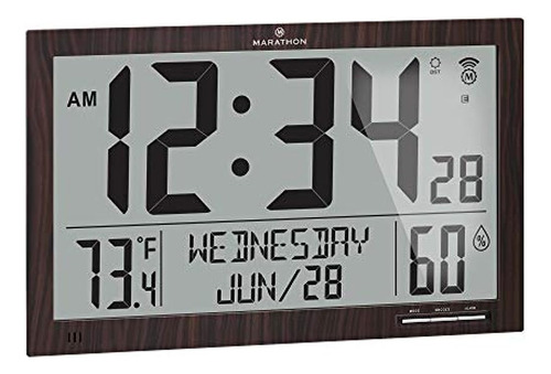 Marathon Slim Jumbo Reloj De Pared Digital Con Calendario Co