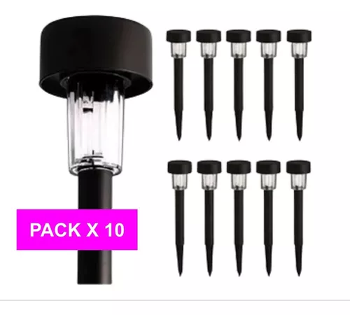 Pack X10 Luz Solar Para Jardin Estaca Luz Fria Para Exterior