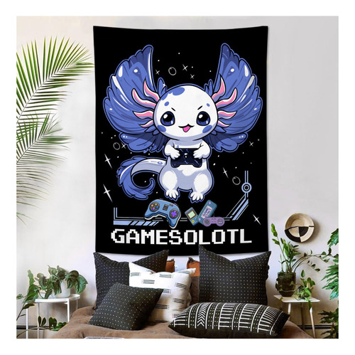Jerkboo Axolotl Gaming Tapestry Para Dormitorio Vediio Game