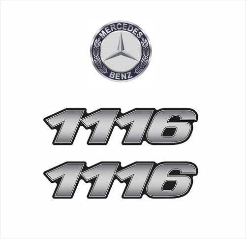 Kit Adesivo Emblemas Compatível Mercedes Benz 1116 Krt32