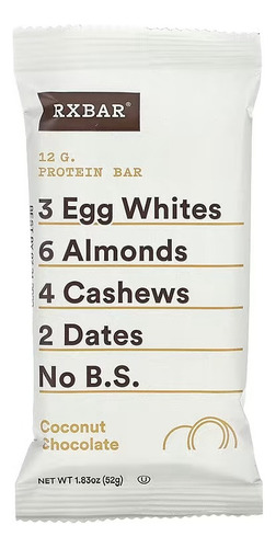 Rxbar Barras Con 12 Grs De Proteina 12 Pzs De 52 Grs Sabor Coconut/chocolate