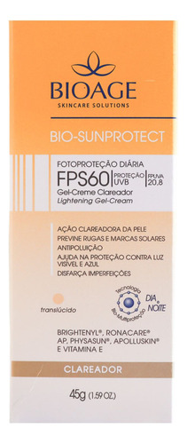 Bioage Filtro Solar Clareador Sun Protect FPS 60 45g