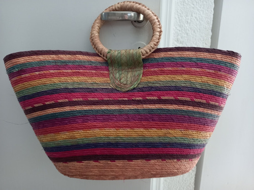 Bolso De Paja Multicolor 