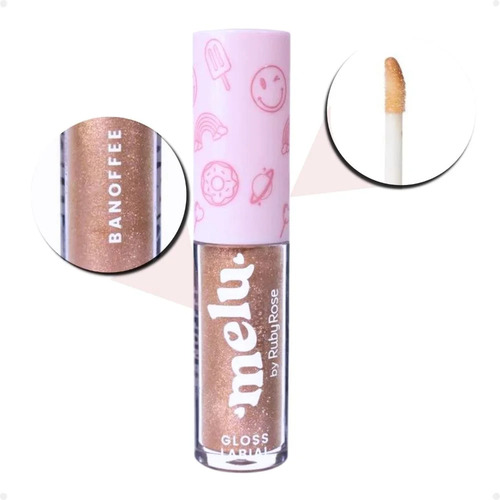 Gloss Labial Com Glitter Melu Ruby Rose Brilho Com Cor