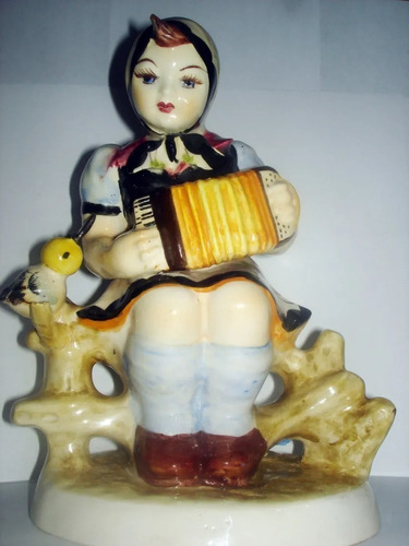 Figura De Porcelana Made In Italy Pintado A Mano Mujer Con A