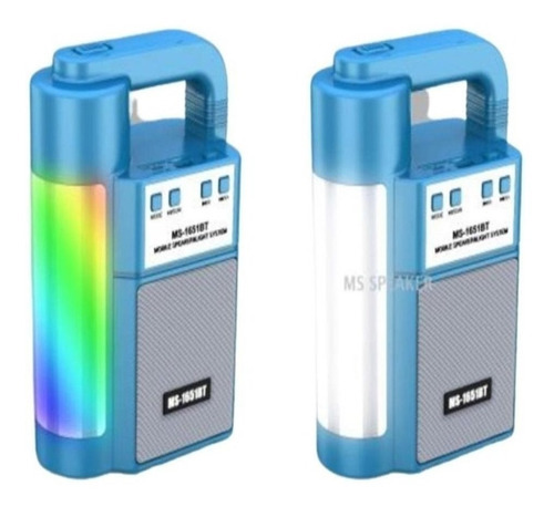 Caixa Bluetooth Azul Luz De Led Colorida Fm Design Moderno