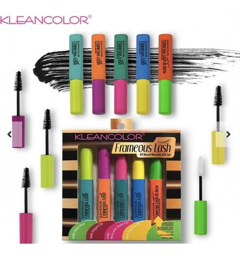 Set 5 Mascaras De Pestañas Frameous Lash Kleancolor Color Negro