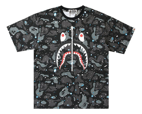 Bape Luminous Shark Casual Pareja Camiseta