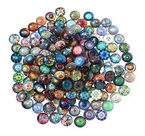 100pzs Cabochones Vidrio 12mm Estampados Para Hacer Joyería