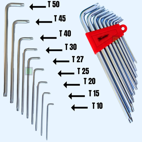 Jogo Chaves Allen Torx Extra Longa 9 Peças Aço Crv Com Furo