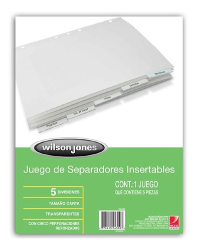 24pzas Separador Acco Ir-13 Wilson Jones Carta 5 Div /v