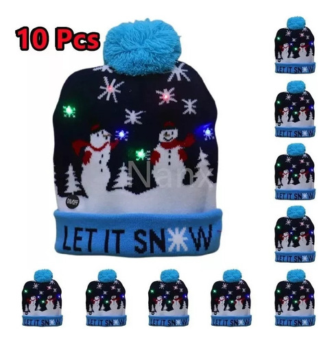 I Lote 10 Gorro De Navidad Con Luz Led Regalo Navideño