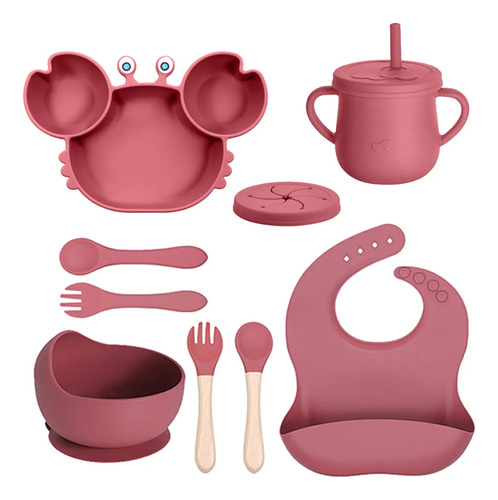 Set De Alimentacion De Silicona Libre De Bpa Cangrejo