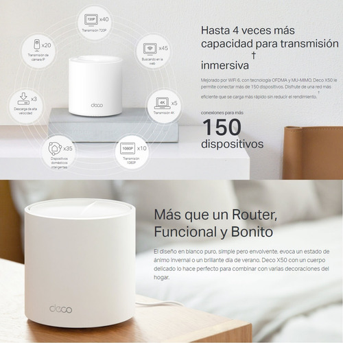 Imagen 5 de 10 de Sistema Wifi 6 Malla Para El Hogar Tp-link Deco X50 (3-pack)