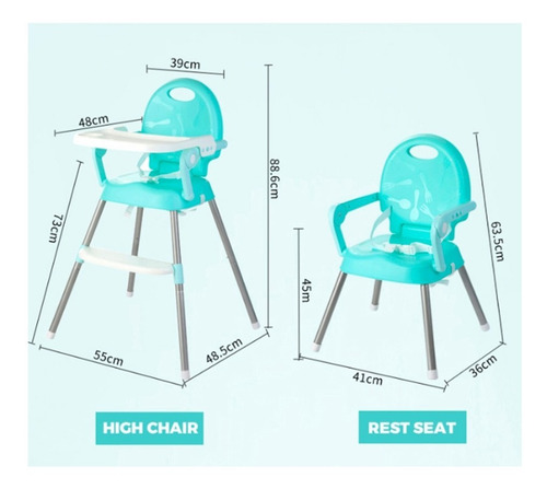 Imagen 2 de 8 de Silla Comer Bebe Booster Alta Portatil 3 En 1 Rooby Colores